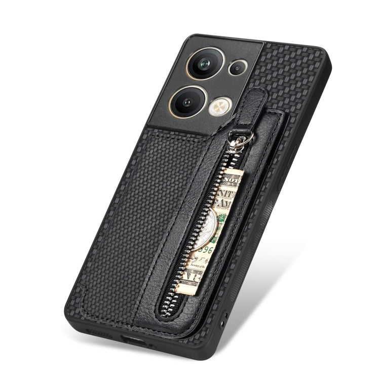 OPPO Reno9 Pro+ Carbon Fiber Flip Zipper Wallet Phone Case