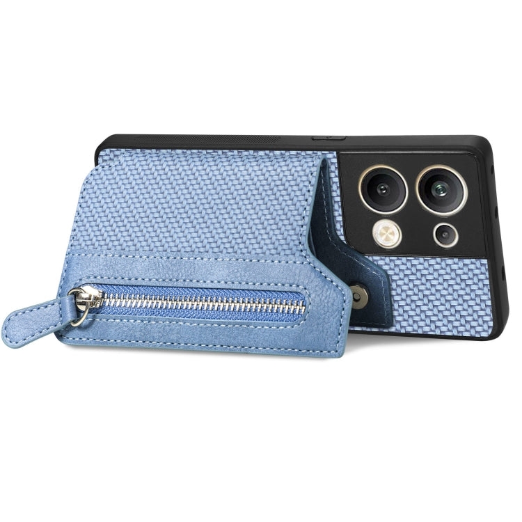 OPPO Reno9 Pro+ Carbon Fiber Flip Zipper Wallet Phone Case
