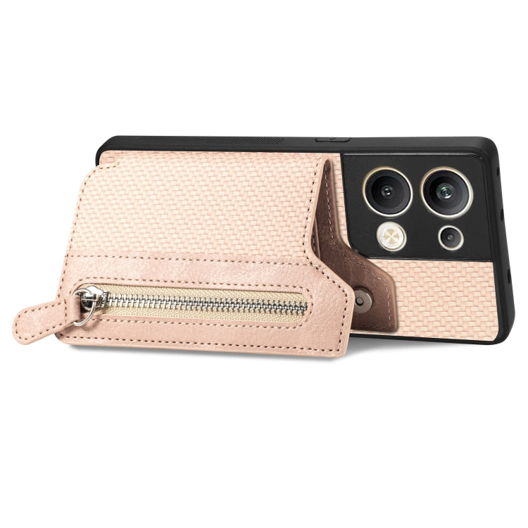 OPPO Reno9 Pro+ Carbon Fiber Flip Zipper Wallet Phone Case