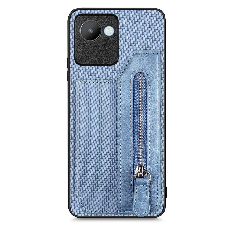 For Realme C30 Carbon Fiber Flip Zipper Wallet Phone Case