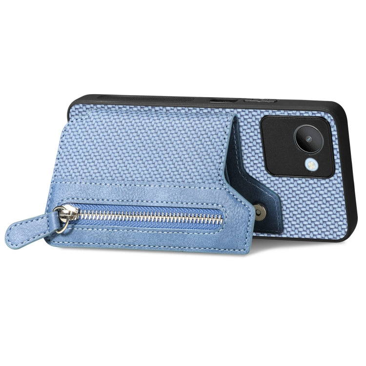 For Realme C30 Carbon Fiber Flip Zipper Wallet Phone Case