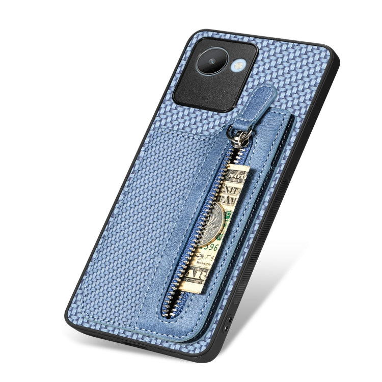 For Realme C30 Carbon Fiber Flip Zipper Wallet Phone Case