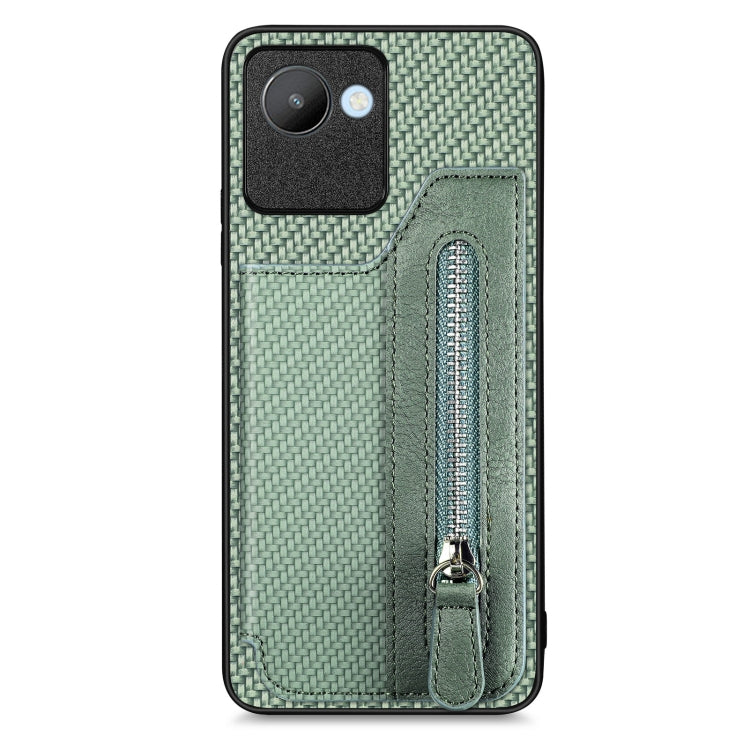 For Realme C30 Carbon Fiber Flip Zipper Wallet Phone Case