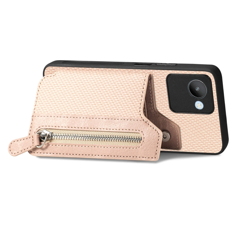 For Realme C30 Carbon Fiber Flip Zipper Wallet Phone Case