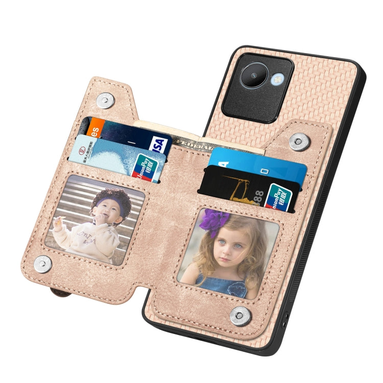 For Realme C30 Carbon Fiber Flip Zipper Wallet Phone Case