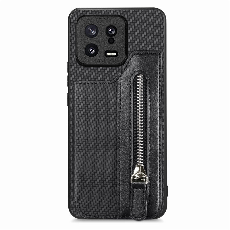 For Xiaomi 13 Carbon Fiber Flip Zipper Wallet Phone Case