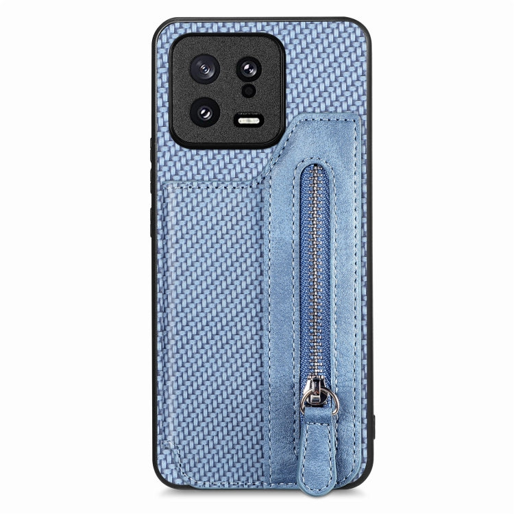 For Xiaomi 13 Carbon Fiber Flip Zipper Wallet Phone Case