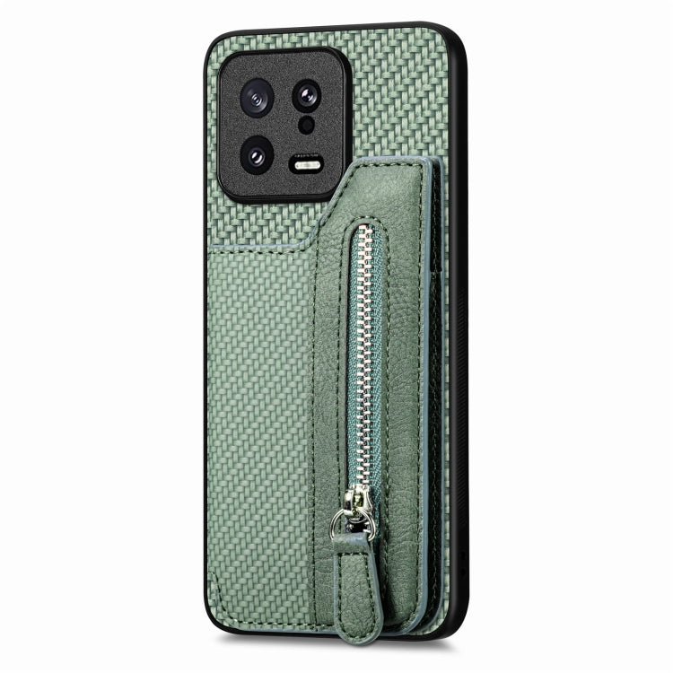 For Xiaomi 13 Carbon Fiber Flip Zipper Wallet Phone Case