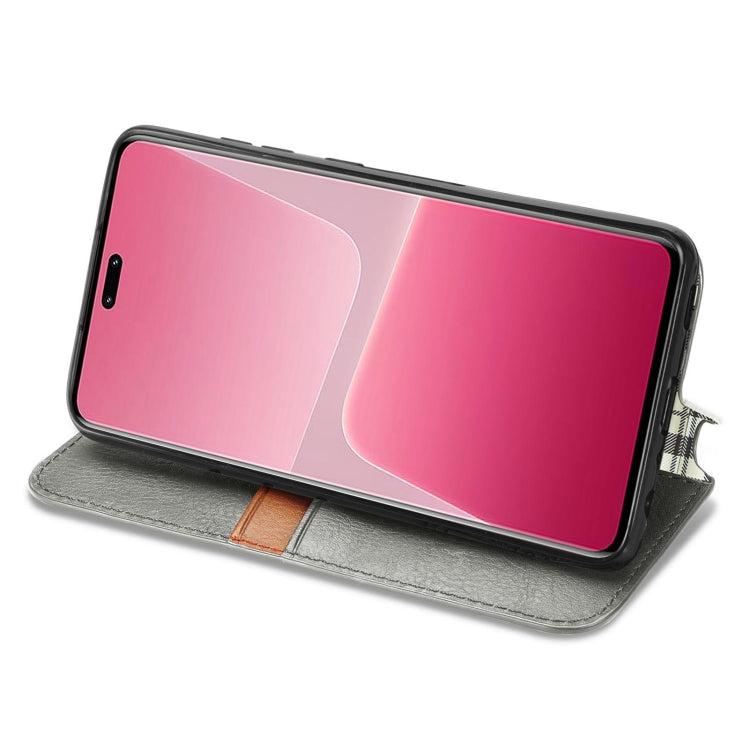 For Xiaomi 13 Lite Cubic Grid Pressed Magnetic Leather Phone Case