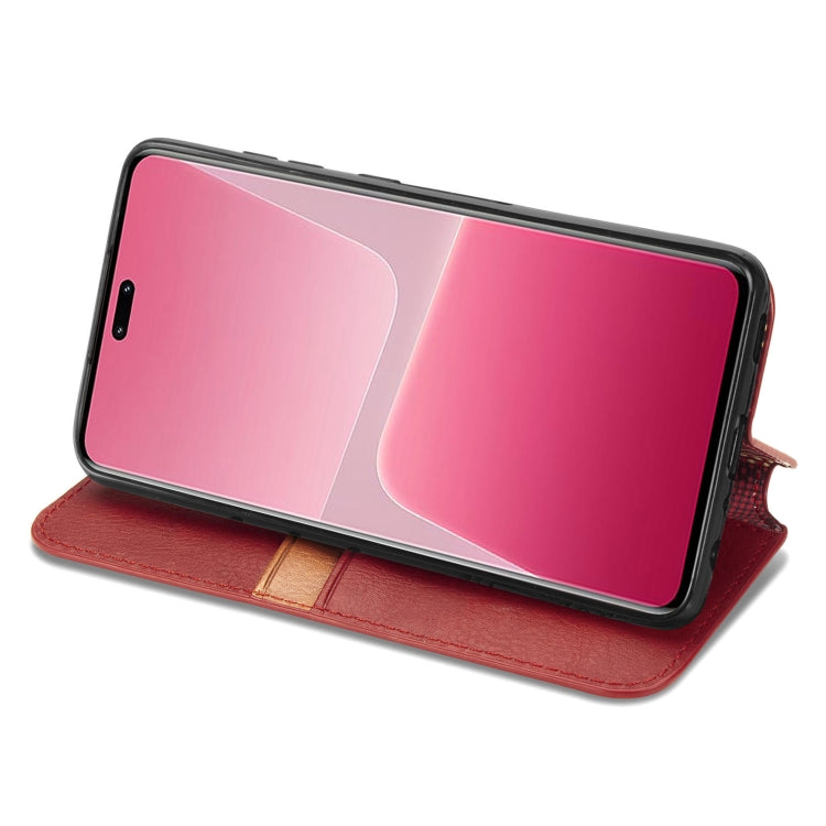 For Xiaomi 13 Lite Cubic Grid Pressed Magnetic Leather Phone Case