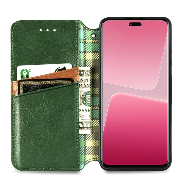 For Xiaomi 13 Lite Cubic Grid Pressed Magnetic Leather Phone Case