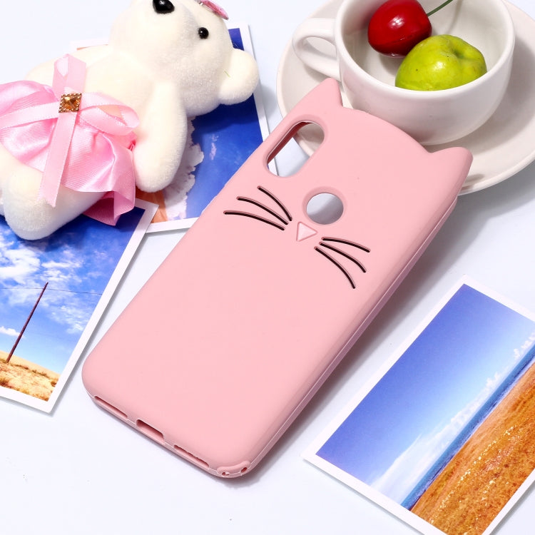 Lovely 3D Moustache Cat Soft Silicone Back Case for Xiaomi Redmi 6 Pro / A2 Lite(Pink)