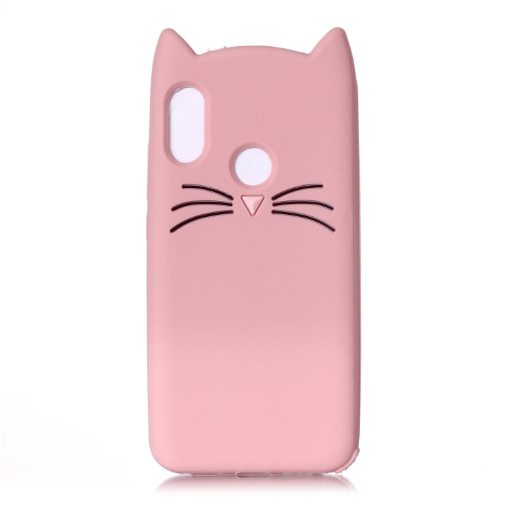 Lovely 3D Moustache Cat Soft Silicone Back Case for Xiaomi Redmi 6 Pro / A2 Lite(Pink)