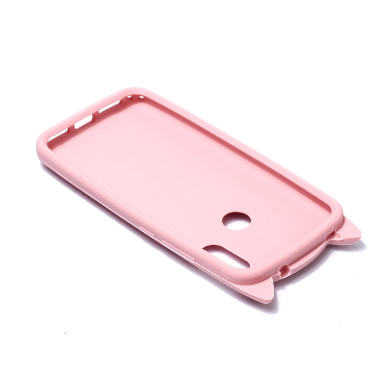 Lovely 3D Moustache Cat Soft Silicone Back Case for Xiaomi Redmi 6 Pro / A2 Lite(Pink)