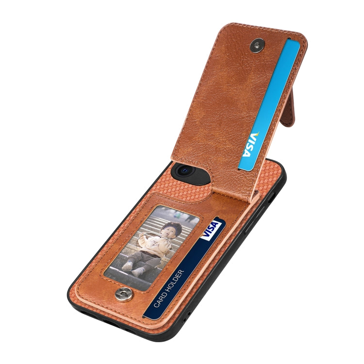 For iPhone 11 Carbon Fiber Vertical Flip Zipper Phone Case