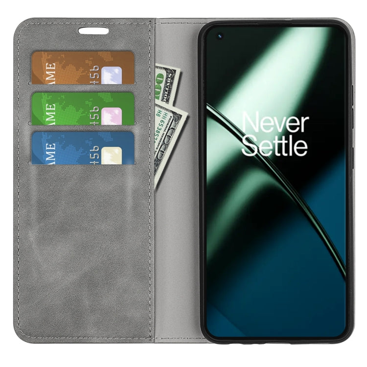 For OnePlus 11 Retro-skin Magnetic Suction Leather Phone Case