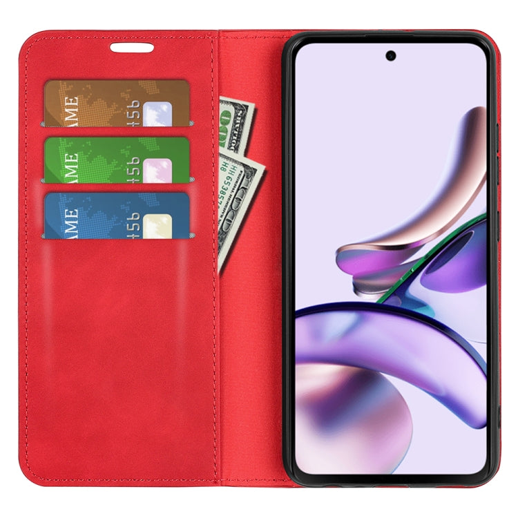 For Motorola Moto E13 Retro-skin Magnetic Suction Leather Phone Case