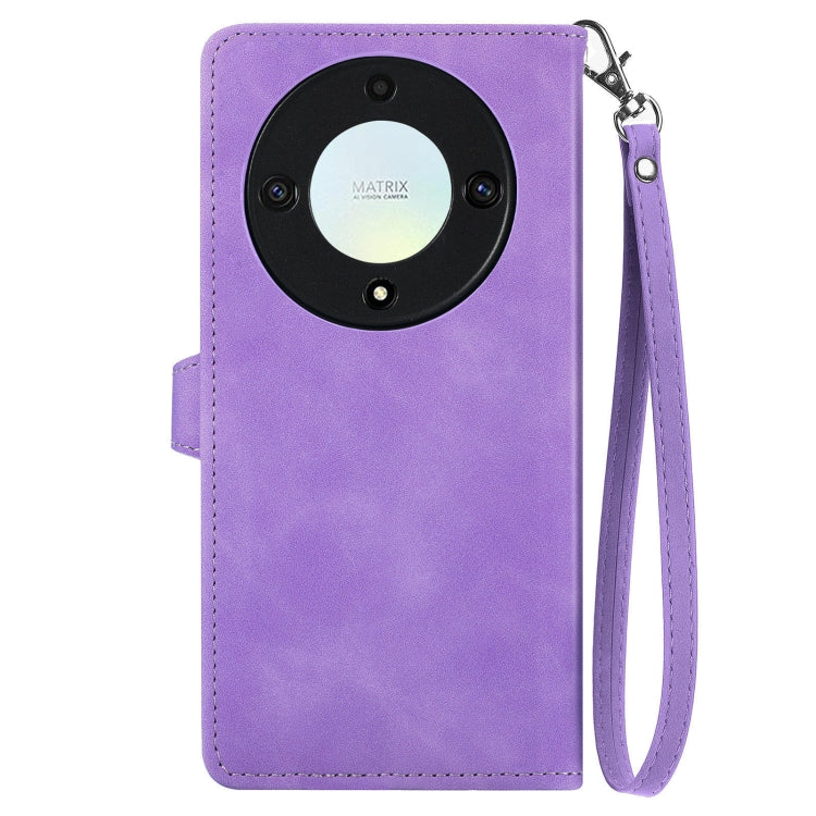 For Honor Magic5 Lite Embossed Flower Zipper Leather Phone Case