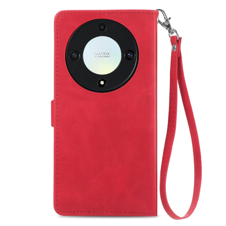 For Honor Magic5 Lite Embossed Flower Zipper Leather Phone Case