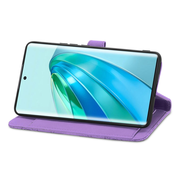 For Honor X40 Embossed Flower Zipper Leather Phone Case