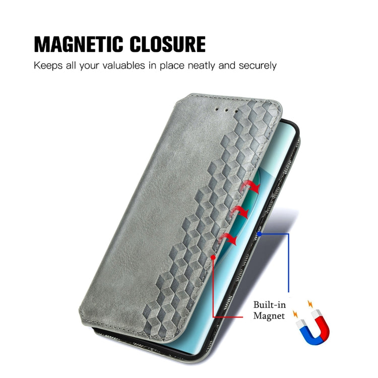 For Honor X9a Cubic Grid Pressed Magnetic PU Leather Case