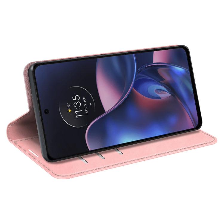 For Motorola Moto Edge 2022 Retro-skin Magnetic Suction Leather Phone Case