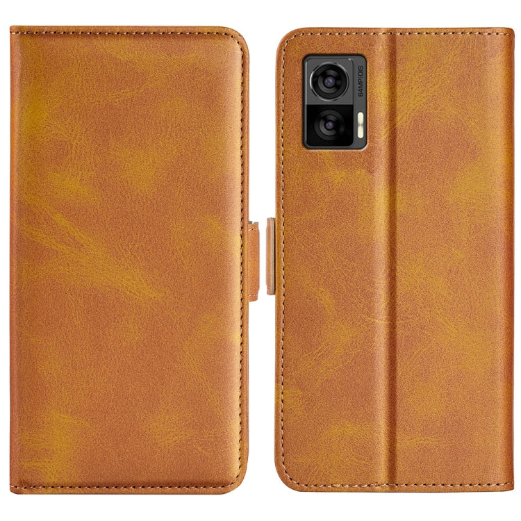 For Motorola Edge 30 Lite Dual-side Magnetic Buckle Horizontal Flip Leather Phone Case