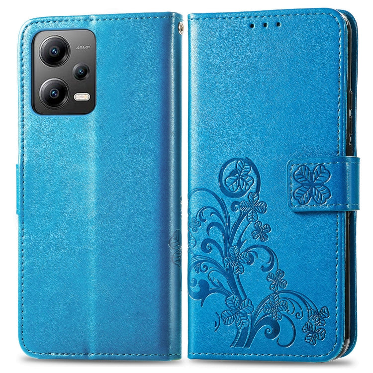 For Xiaomi Poco X5 Four-leaf Clasp Embossed Leather Phone Case