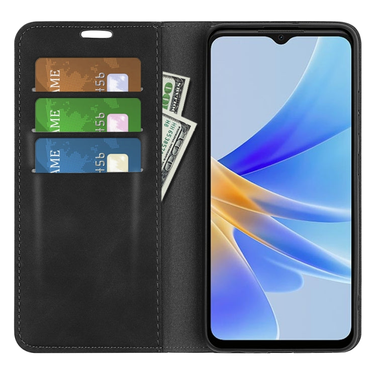 For OPPO A17 Retro-skin Magnetic Suction Leather Phone Case
