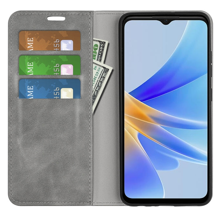 For OPPO A17 Retro-skin Magnetic Suction Leather Phone Case