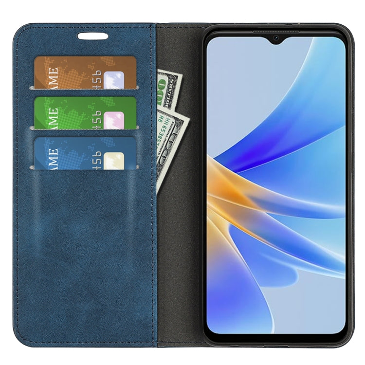 For OPPO A17 Retro-skin Magnetic Suction Leather Phone Case