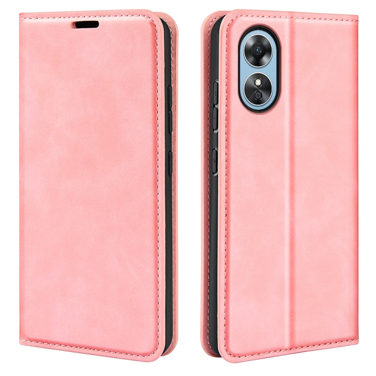 For OPPO A17 Retro-skin Magnetic Suction Leather Phone Case