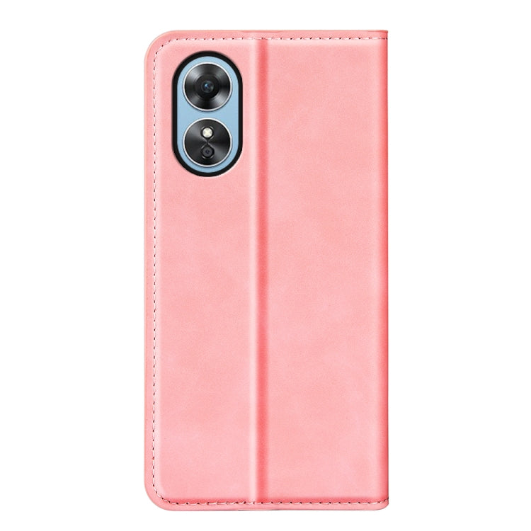 For OPPO A17 Retro-skin Magnetic Suction Leather Phone Case