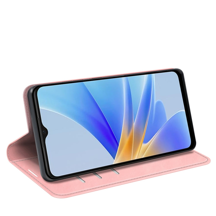 For OPPO A17 Retro-skin Magnetic Suction Leather Phone Case