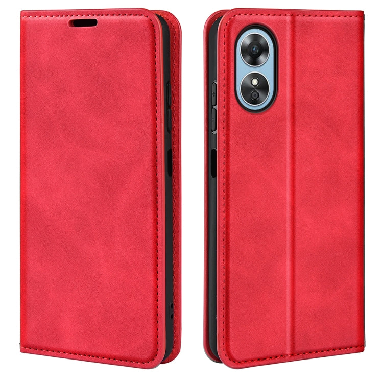 For OPPO A17 Retro-skin Magnetic Suction Leather Phone Case