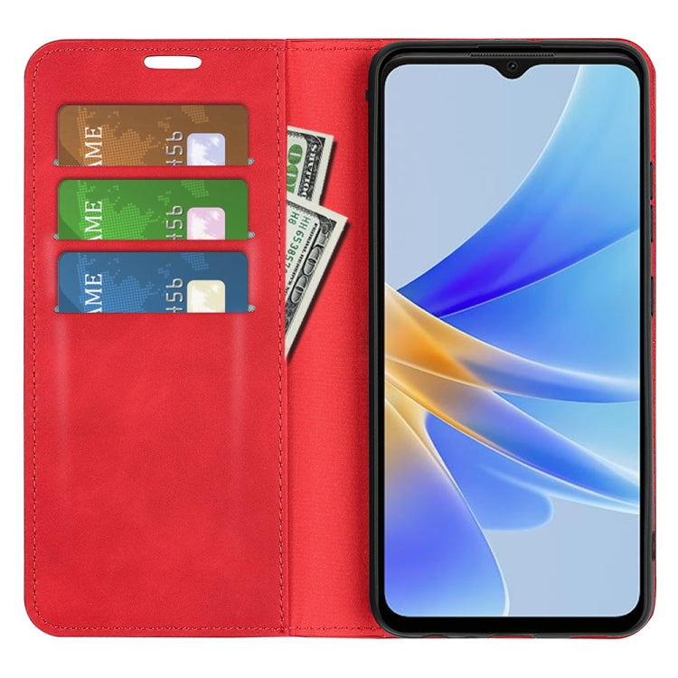 For OPPO A17 Retro-skin Magnetic Suction Leather Phone Case
