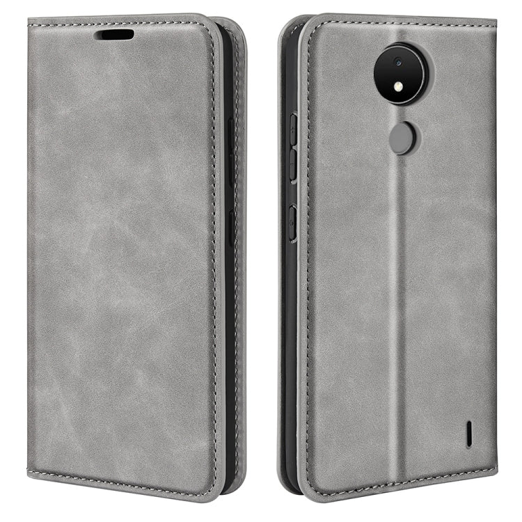 For Nokia C21 Retro-skin Magnetic Suction Leather Phone Case