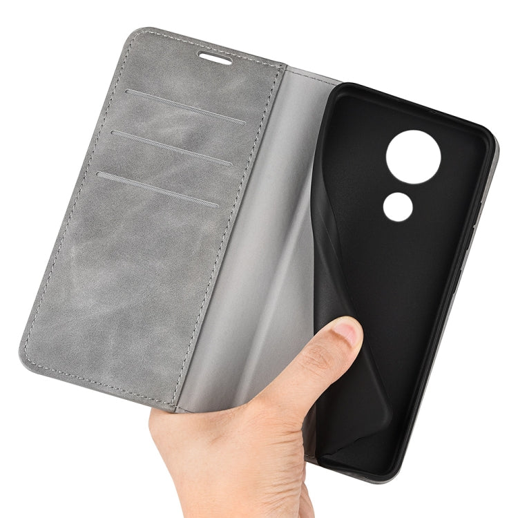 For Nokia C21 Retro-skin Magnetic Suction Leather Phone Case