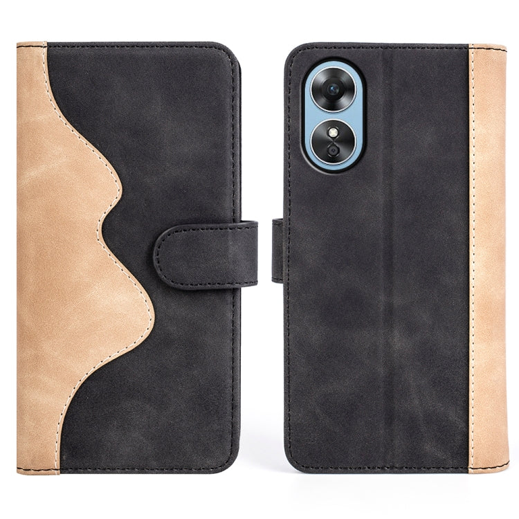 For OPPO A17 Stitching Horizontal Flip Leather Phone Case