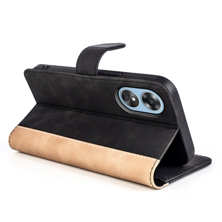 For OPPO A17 Stitching Horizontal Flip Leather Phone Case