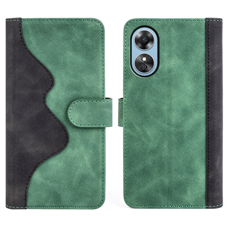 For OPPO A17 Stitching Horizontal Flip Leather Phone Case