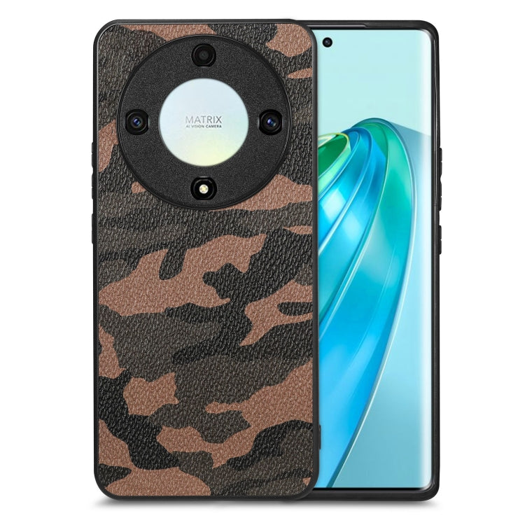 For Honor X9A Camouflage Leather Back Cover Phone Case
