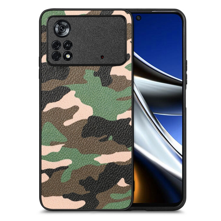 For Xiaomi Poco X4 Pro 5G Camouflage Leather Back Cover Phone Case