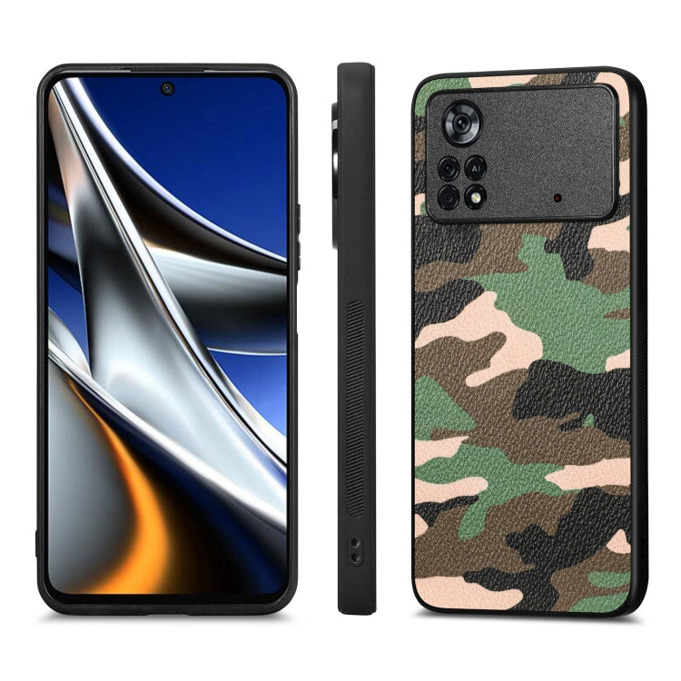 For Xiaomi Poco X4 Pro 5G Camouflage Leather Back Cover Phone Case