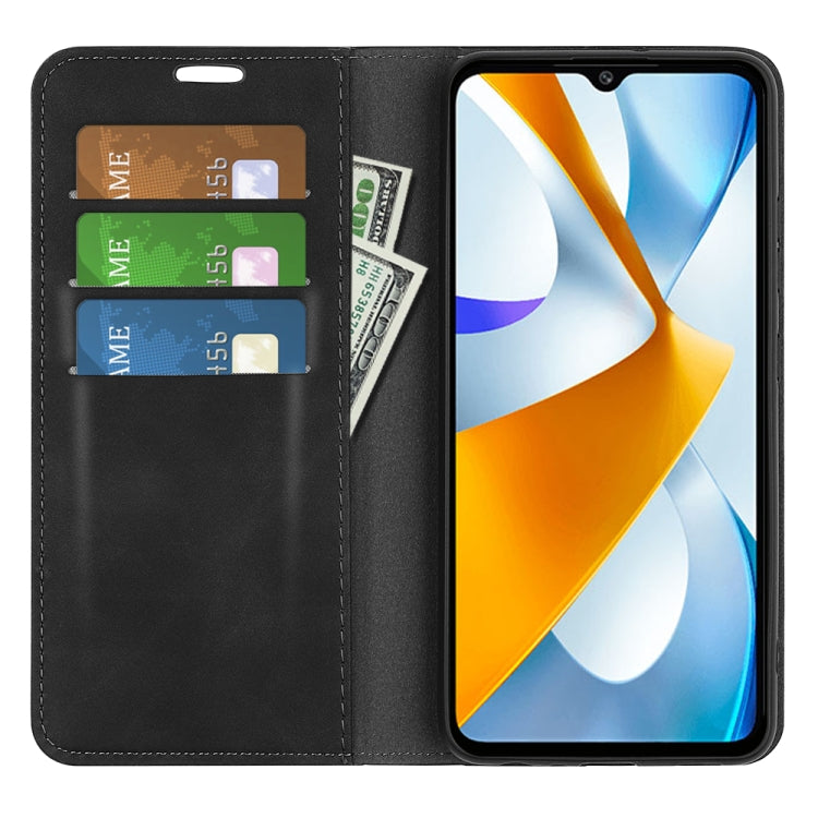 For Xiaomi Poco C40 Retro-skin Magnetic Suction Leather Phone Case