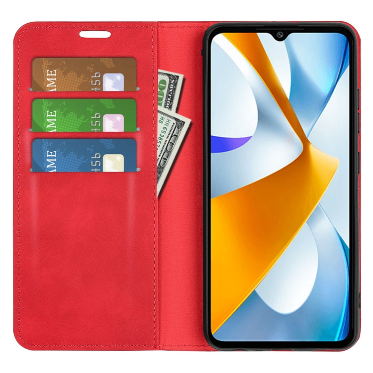 For Xiaomi Poco C40 Retro-skin Magnetic Suction Leather Phone Case