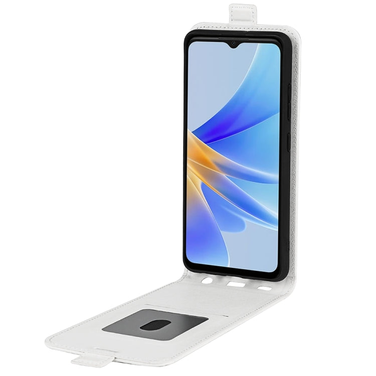 For OPPO A17 R64 Texture Vertical Flip Leather Phone Case