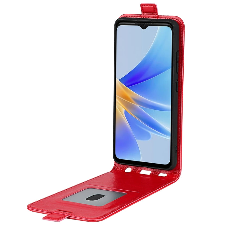 For OPPO A17 R64 Texture Vertical Flip Leather Phone Case