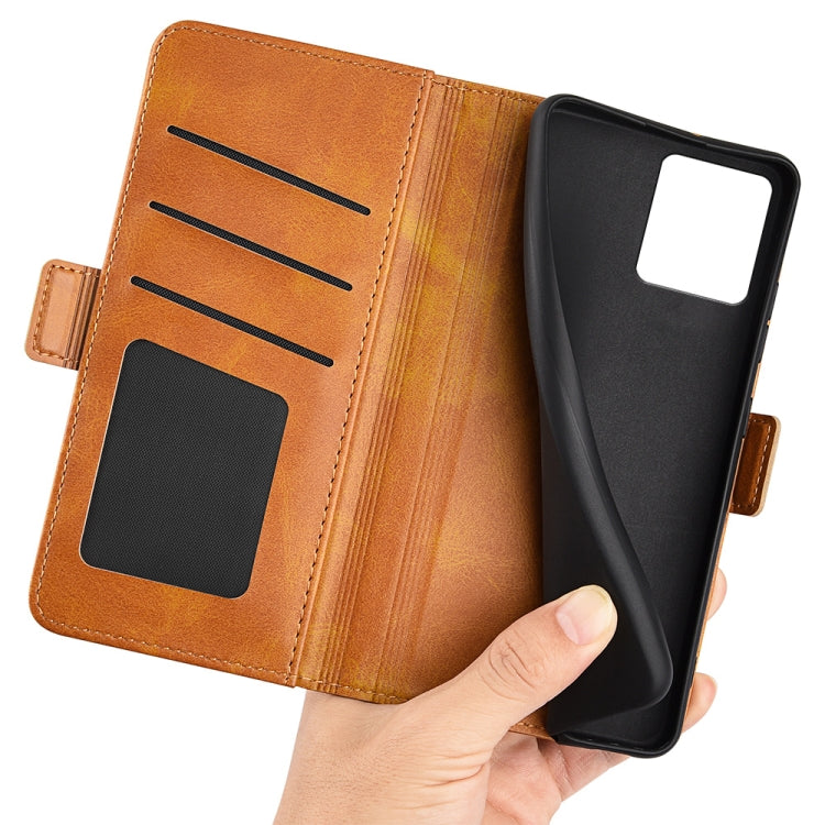 For Motorola Moto G72 Dual-side Magnetic Buckle Horizontal Flip Leather Phone Case