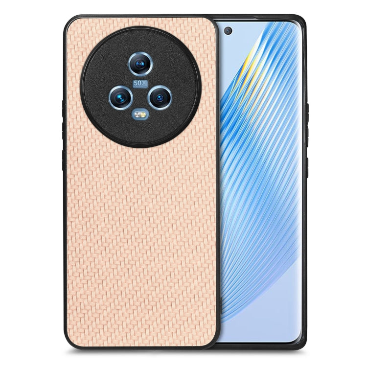 For Honor Magic5 Carbon Fiber Texture Leather Back Cover Phone Case